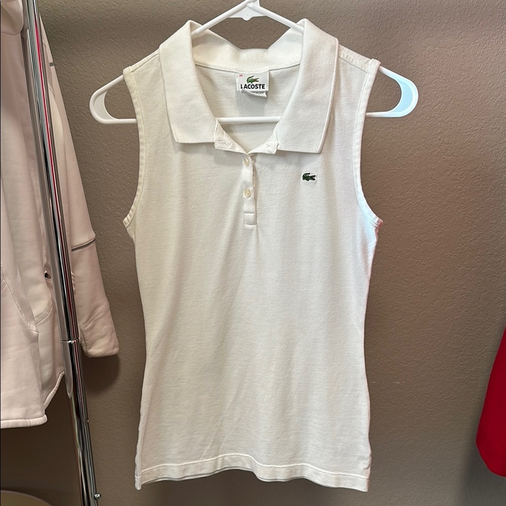 Lacoste White Sleeveless Polo Tank Top | Size 36